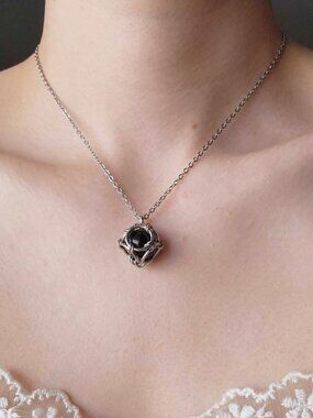Gothic black and silver necklace with a small silver chain